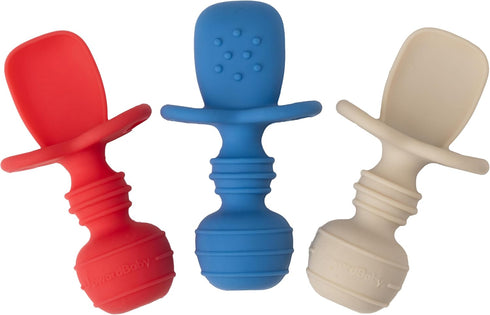 Upward Baby 3 pack Silicone Baby Feeding Spoon with Anti Choke Barrier - Baby Spoons Self Feeding 6 Months, First Stage Infant Supplies and Toddle...
