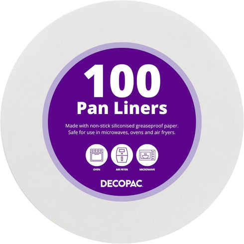 DecoPac Baking Parchment Circles, 100, Round Greaseproof Paper Liners for Cake Pans, Pies, Air Fryer, Pizza, Siliconized - 8"...