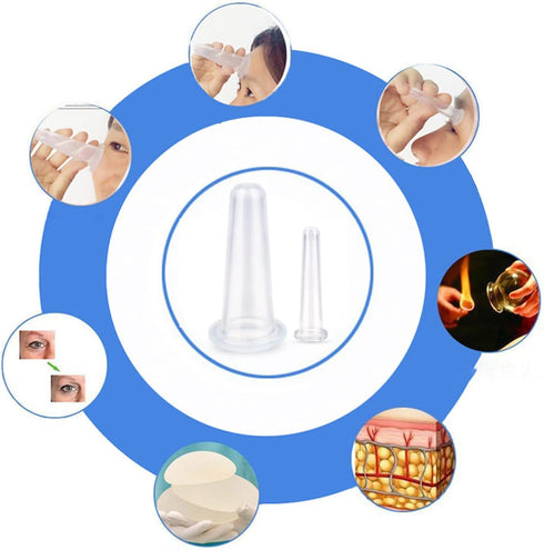 4 Pcs Silicone Facial Cupping Set, Vacuum Massage Cup Kit for Face Eyes Lips Neck, Facial Cupping System, Home SPA Massage Cupping Thera - py Set,...
