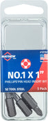 Mayhew Tools 18760-5 USA Phillips Pin Head Insert Bit, No. 1 x 1", 5-Pack...