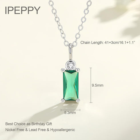 14k Gold Plated Birthstone Necklace for Women 925 Sterling Silver Emerald Baguette Pendant Choker Necklaces Dainty Green CZ Chain Necklace Birthda...