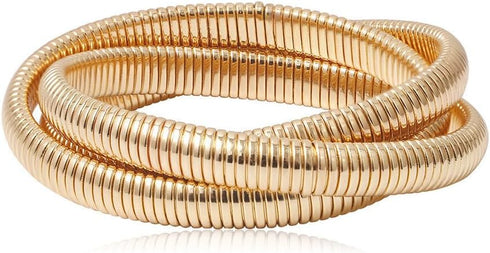 Chunky Bangle Bracelets Coil Stackable Snake Chain Bracelet Interlocking Layered Wrap Bangle Bracelets...