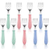 Chumia 9 Pieces Stainless Steel Toddler Forks, Kids Safe Utensils Set Baby Kids Self Feeding Training Cutlery with Round Handle, Stainless Steel M...