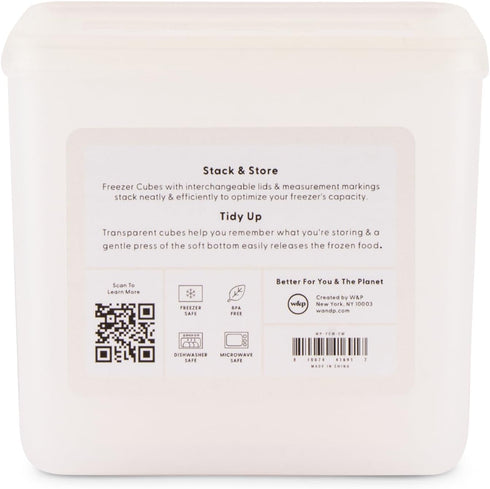 W&P Freezer Cubes | Reclaim Your Freezer With Tidy Stackable Frozen Food Containers | 40oz | Freezer safe, BPA Free, Dishwasher Safe, Microwave Sa...
