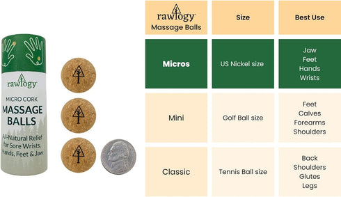 Travel Cork Massage Ball | Lightweight, Sustainable Alternative to Lacrosse Ball for Muscle Pain Relief (Extra Small 0.75 Inch (Pack of 3), Sanded...