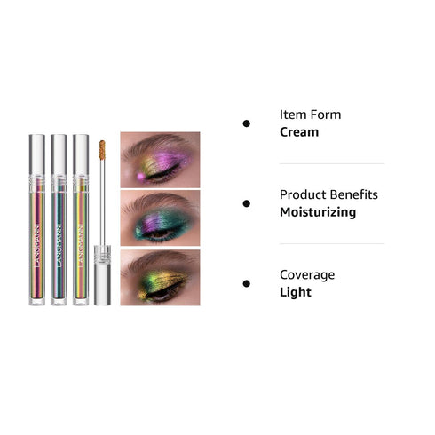 Jolilab Metallic Liquid Chameleon Eyeshadow, Multi-Dimensional Eye Looks, Long-lasting Holographic Glitter Multichrome Eyeshadows Makeup (#Peacock...