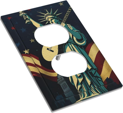 Statue of Liberty Holding Guitar Light Switch Cover 1 Gang Outlet Plate Single Duplex Wall Plate Covers Decorative Switchplate Covers Electrical F...