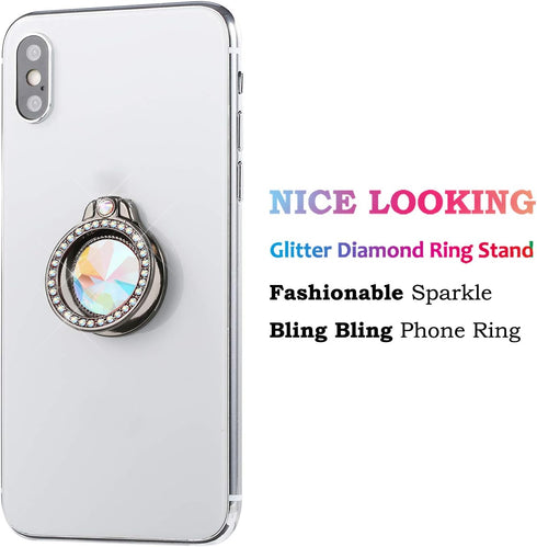 Glitter Bling Bling Phone Ring Holder,Sparkle Phone Ring Artificial Diamond Kickstand,Rhinestone Cell Phone Finger Ring Grip for Girls Women for A...