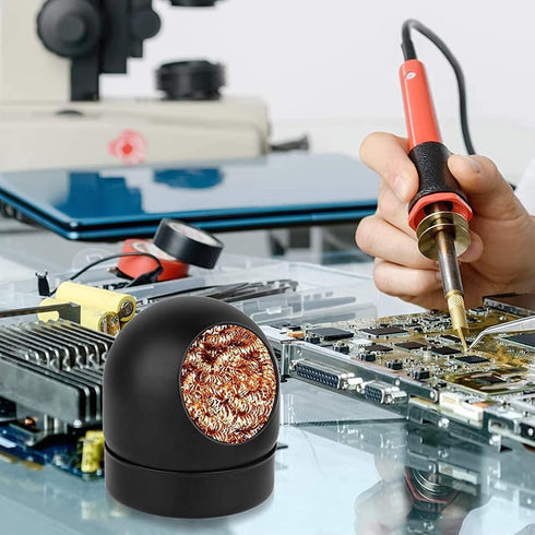Soldering Iron Tip Cleaner, High Temperature Resistant Solder Tips Cleaning Wire Ball & Base Holder Soft Coiled Brass Metal Scrubber Tip Cleaner K...