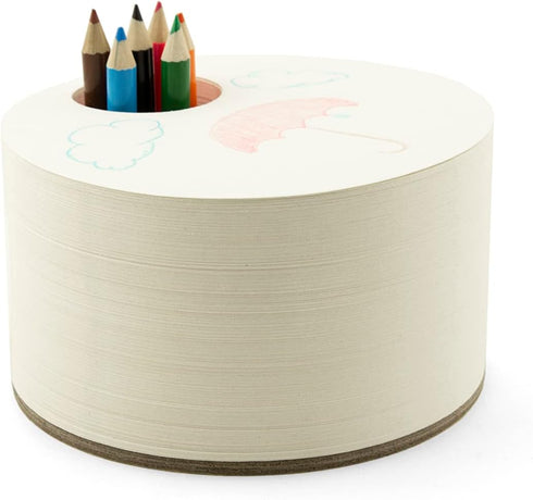 Three by Three Seattle jOTBLOCK Full-Circle Chunky Sketchpad: With 6 Colored Pencils for Memos, Notes, Drawings, Letters & Office (380 Pages)...