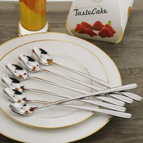 Long Handle Spoon, 9-inch Ice Tea Spoon, DEALIGHT Premium 18/10 Stainless Steel Iced Teaspoon for Mixing, Cocktail Stirring, Tea, Coffee, Milkshak...
