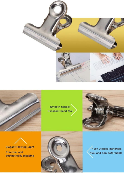 Large Metal Hinge Clips - 16Pack 2 Inch Chip Clips for Food Bags Silver Binder Paper Clip Clamp for Pictures Photos, Home Kitchen Office School Su...