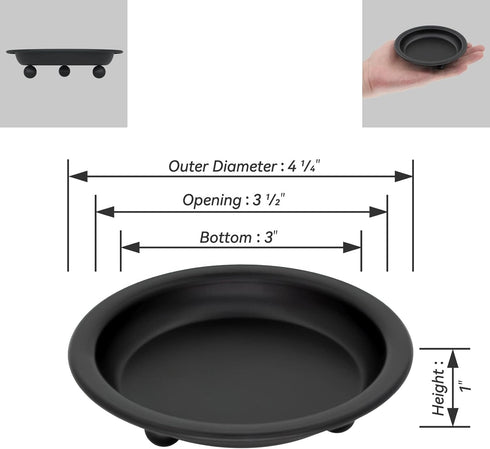 Matte Black Iron Candle Plate, set of 2, Metal Saucer Style Candle Holder for Pillar/Scented/Flameless/Ball Candles, Decorative Candle Stand for T...