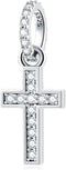 Sparkling Latin Cross Pendant Charms fits European Necklace Bracelet, 925 Sterling Silver Christian/Religious Beads, Gifts for Christmas/Easter/Mo...