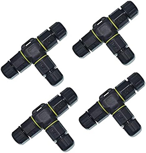 3 Way 3Pin IP68 Waterproof Junction Box,Ideal for 4.5mm-10mm Outdoor Waterprrof Junction Cable,Used for Outdoor Road Landscape Lights, car Decorat...