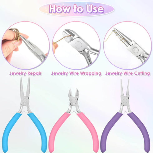 Jewelry Pliers Set - Needle Nose, Round Nose and Wire Cutters for Jewelry Making, Repair and Crafts...
