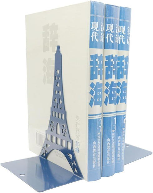Winterworm Stylish Modern Paris Eiffel Tower Metal Decorative Bookend Book End Book Organizer for Library School Office Home Desk Study Gift(Blue)...