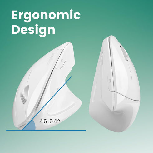 Perixx PERIMICE-813W Bluetooth Vertical Mouse - Wireless 3-in-1 Multi-Device Spec - Travelling Carry Bag - Ergonomic Right-Handed Design - White...