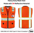 Reflective Safety Vest Orange Mesh, Made with 3M Reflective Tape, Heavy Duty Vest with ID pocket, Padded Neck, Orange 3XL...
