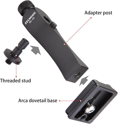 Binocular Tripod Adapter,1/4 inch Threaded Mounting Stud,Built-in Arca Dovetail,Compatiable ARCA/RRS Dovetail Tripod Qucik Release...