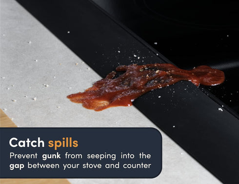 Linda’s Essentials Silicone Stove Gap Covers (2 Pack), Heat Resistant Oven Gap Filler Seals Spaces Between Stovetop and Counter, Easy to Clean Sto...