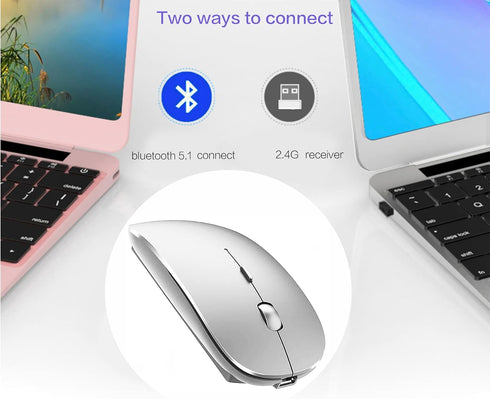 Rechargeable Bluetooth Mouse for Laptop iPad Pro Air MacBook Wireless Mac Chromebook Win8/11 Desktop Computer...