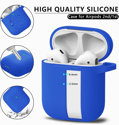 for Airpods Case Cover 2&1 with Cleaner Kit,Silicone Protective Case Compatible with Apple AirPods 2nd/1st Generation Charging Case with Keychain,...