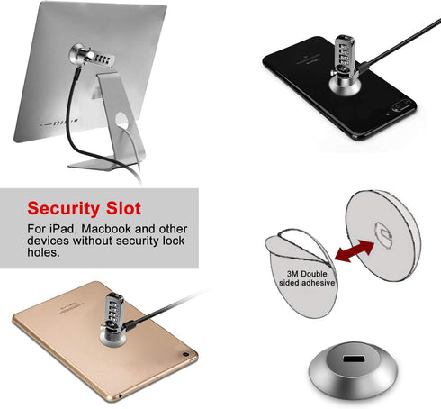 Computer Laptop Cable Lock • Slot Plate 6.23ft Cable • Security Computer Combination Lock • 4 Digital Password Protection Cable • Anti Theft Lock ...