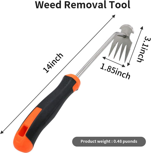 2 Pack Weeding Tools, Portable Garden Weeder Puller Tool, 4 Teeth Stainless Steel Hand Weeder for Vegetable Gardening Backyard Farm Planting & Upr...