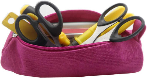 Enyuwlcm Heavy Canvas Stationery Stylish Simple Pencil Bag and Durable Compact Zipper Pencil Case Pouch 1 Pack Pink...