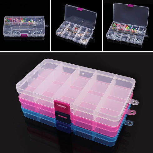 OriGlam 1pcs 17x10CM Plastic Organizer Storage Box with Adjustable Dividers, Jewelry Storage Container Box for Office Supplies Beads Crafts Fishin...