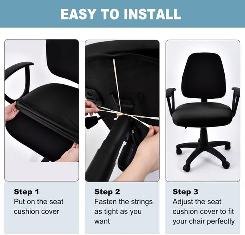 SARAFLORA Office Computer Chair Covers, Stretchable Desk Chair Seat Cushion Covers,Universal Spandex Computer Chair Slipcover,Removable Washable R...