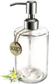 JASAI 16OZ Cylinder Glass Soap Dispenser with Rust Proof Stainless Steel Pump, Refillable Bathroom Soap Dispenser for Hand Soap, Dish Soap, Liquid...