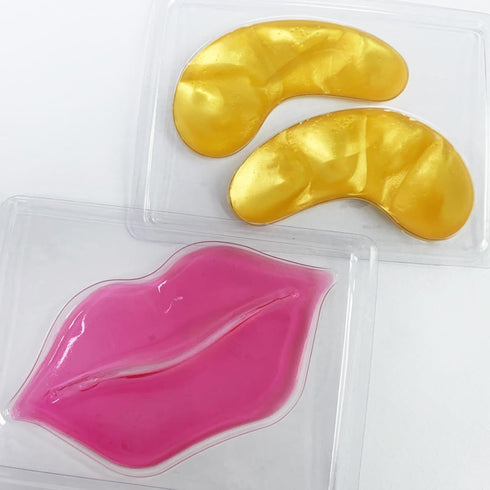 Jakuva 30 Pairs Lip Masks & Eye Masks,Gold Under Eye Patches for Puffy Eyes,Pink Lip Masks Skincare,Effectively Moisturizing the Lip & Eye Skin,An...