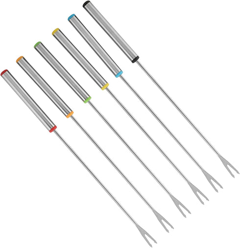 Fondue Sticks 6pcs Stainless Steel Smores Sticks with Heat Resistant Handle for Cheese Meat Chocolate Dessert Roast...
