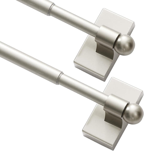 Turquoize 2 Pack Magnetic Curtain Rods, Multi-Use, Adjustable 9-16 inch, Nickel, 2-Pack...