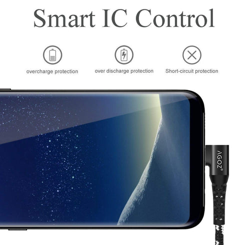 AGOZ 1ft Short USB C Cable, Fast Charger 90 Degree Right Angle Cord Compatible with Samsung Galaxy S24 S23 S22 S21, Note 20,A14 A15 A23 A24 A53 A5...