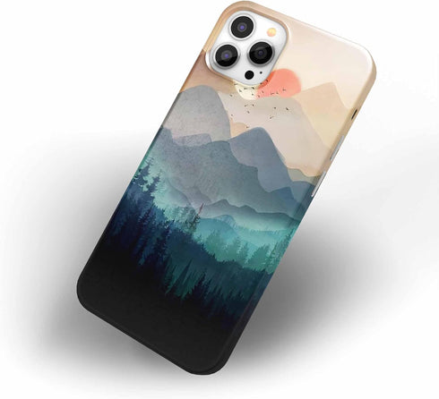 Wilderness Landscape for iPhone 14 Pro Case,Nature Mountain Sunset Scenery Case for Men Women,Full Cover Smooth Tough PC Case for iPhone 14 Pro...