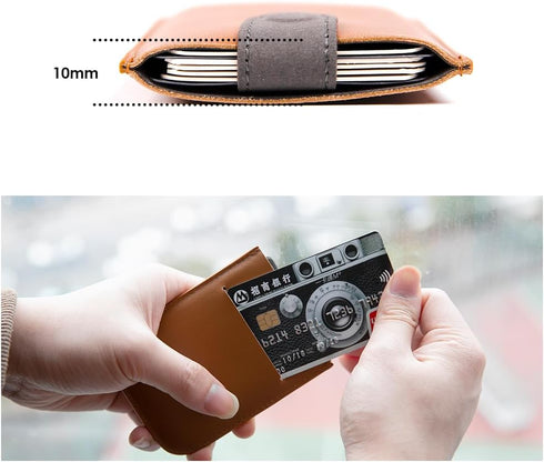 Allocacoc Slim wallet, DesignNest DAX wallet, Cascading pull-tab wallet, Hold upto 6 cards, small wallet, Card holder, Purse (Brown, Leather)...