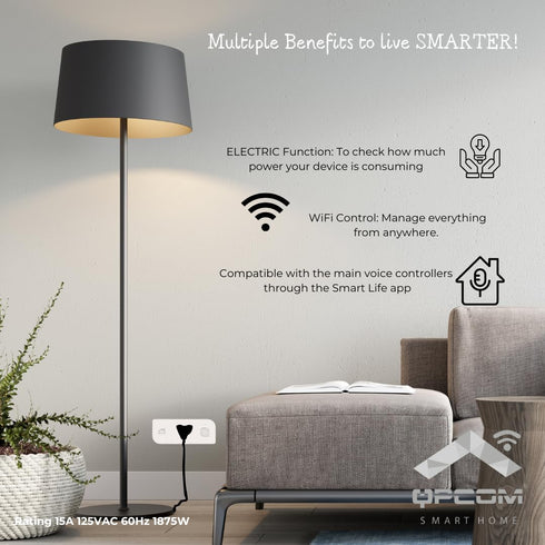 QPCOM Smart Plug for Home Automation, 15A Single Outlet. It Compatible with Alexa, Google Assistant, Controlled by QPCOM Smart App, Safe for Kids,...