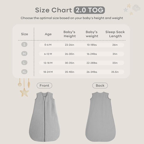 Yoofoss Baby Sleep Sack 0-6 Months, 2.0 TOG Baby Wearable Blanket with 2-Way Zipper, 100% Cotton Fabric Winter Newborn Sleeping sack, Warm Soft Co...