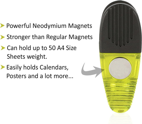 -Thick Plastic Clips with Neodymium Magnet - 3-1/4" Length - Durable Versatile All-Purpose (Translucent Smoke)...