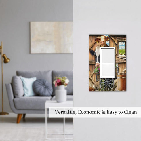 Farm Cow Single Rocker Light Switch Cover Decorative Wall Plate Electrical Switchplate for Farmhouse Country Home Decor...