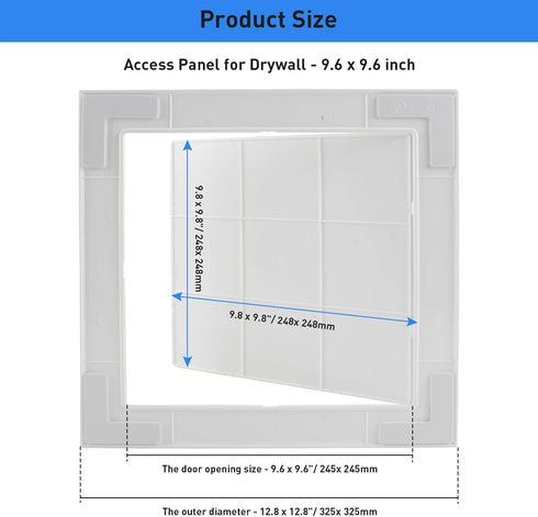 Self-Adhesive Wall Access Panel for Drywall, 10x10 Inch Wall Hole Cover Plumbing Access Panels Heavy-Duty ABS Plastic & Easy Install Wall Panels f...