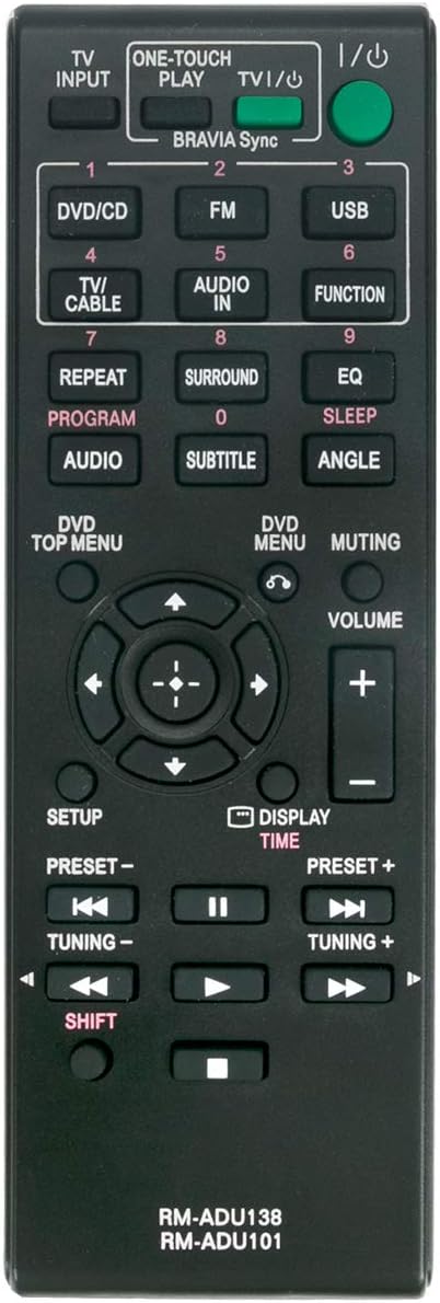 RM-ADU101 RM-ADU138 Replacement Remote Applicable for Sony DAV-TZ135 DAV-TZ130 DAV-TZ140 HBD-TZ130 HBD-TZ140 DVD Home Theatre System DAVTZ135 DAVT...