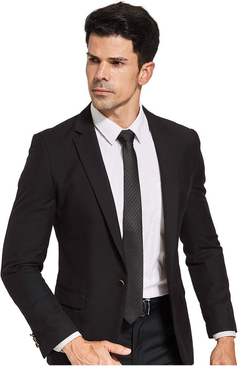 Black Tie Men Women Skinny Tie Slim Tie Stripe Tie with Hanky Waterproof Oilproof Tie-Black...