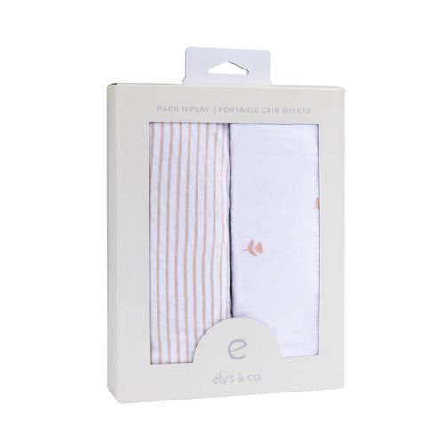 Ely’s & Co. Bassinet Sheets, Baby Girl Fitted Bassinet Mattress Sheet Set - 2 Pack, 100% Jersey Knit Cotton, fits Oval, Hourglass and Rectangle Ba...