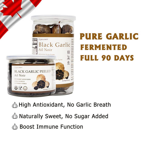 Orgnisulmte Canada Black Garlic Fermented for 90 Days 100% Natural Multi Clove Garlic Hand Selected in CANADA,Ready to Eat 8 oz...