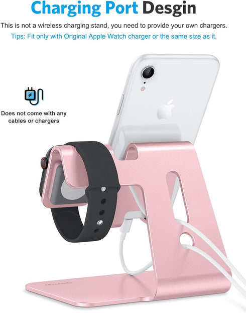 OMOTON Stand for Apple Watch - 2 in 1 Universal Desktop Stand Holder (Not Include Charger) for All iPhone 15 14 13 12 and Apple Watch Series 9/8/S...