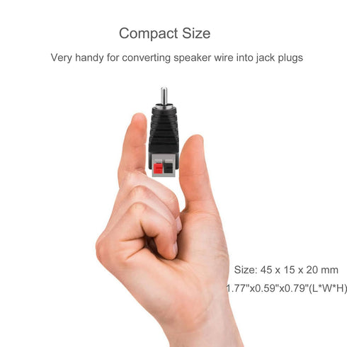 RCA to Speaker Wires Adapter, 4Pcs RCA Male to Spring Press Type Terminal Speaker Wire Cable Converter Non-Soldering RCA Speaker Jacks for Speaker...